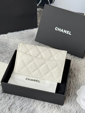 CHANEL 25S CLASSIC FLAP CARD HOLDER 11 IN IVORY CAVIAR GOLD HARDWARE