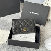 CHANEL 25S CLASSIC FLAP CARD HOLDER 11 IN BLACK CAVIAR GOLD HARDWARE