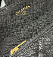 CHANEL 25S CLASSIC FLAP CARD HOLDER 11 IN BLACK CAVIAR GOLD HARDWARE