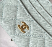 CHANEL 25S CARD HOLDER 11 IN SOFT MINT CAVIAR GOLD HARDWARE