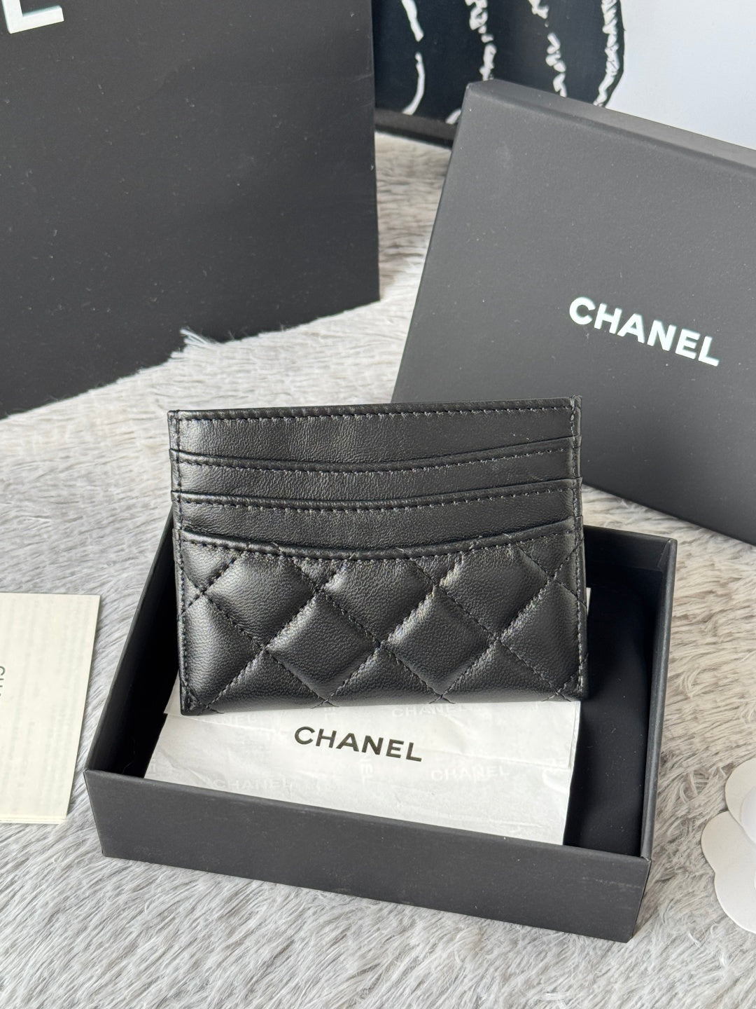 CHANEL 25S CARD HOLDER 11 IN BLACK LAMBSKIN GOLD HARDWARE