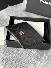 CHANEL 25S CARD HOLDER 11 IN BLACK LAMBSKIN GOLD HARDWARE
