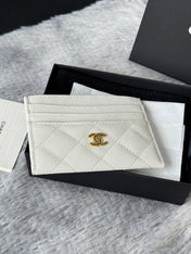 CHANEL 25S CARD HOLDER 11 IN IVORY CAVIAR GOLD HARDWARE