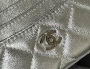 CHANEL 25S CARD HOLDER 11 IN SILVER LAMBSKIN GOLD HARDWARE