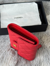 CHANEL 25S CF SMALL TRI FOLD WALLET 11 IN VIVID RED CAVIAR GOLD HARDWARE