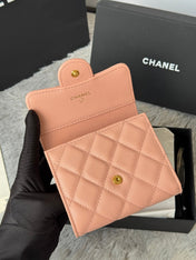 CHANEL 25S CF SMALL TRI FOLD WALLET 11 IN PEACH PINK CAVIAR GOLD HARDWARE