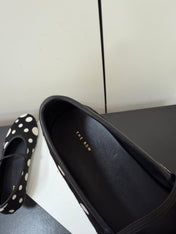 THE ROW 26S BALLET FLATS IN BLACK & WHITE POLKA DOT CALF HAIR CALFSKIN