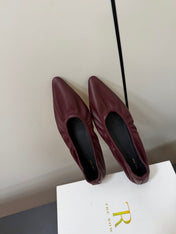 THE ROW 26S POINTED TOE BALLET FLATS IN WINE RED LAMBSKIN