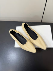 THE ROW 26S POINTED TOE BALLET FLATS IN BUTTER BEIGE LAMBSKIN