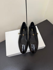 CELINE 26S MARY JANE FLATS IN BLACK GLOSSY CALFSKIN GOLD HARDWARE