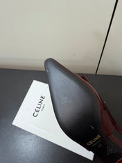 CELINE 26S TRIOMPHE SLINGBACK PUMPS IN BURGUNDY RED PATENT CALFSKIN GOLD HARDWARE