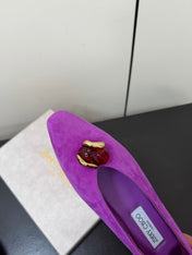 JIMMY CHOO 26S BALLET FLATS IN DARK PURPLE SUEDE