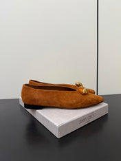 JIMMY CHOO 26S BALLET FLATS IN BROWN SUEDE