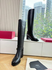 VALENTINO 25S HIGH-CUT SIGNATURE LOGO BOOTS 60 MM IN BLACK CALFSKIN WITH GOLD HARDWARE