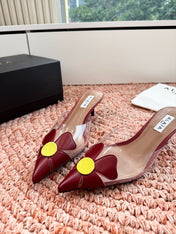 ALAIA 26S MULE HEELS IN DARK RED LAMBSKIN AND TRANSPARENT PVC