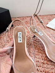 ALAIA 26S SLINGBACK HEELS IN NUDE PINK LAMBSKIN AND TRANSPARENT PVC