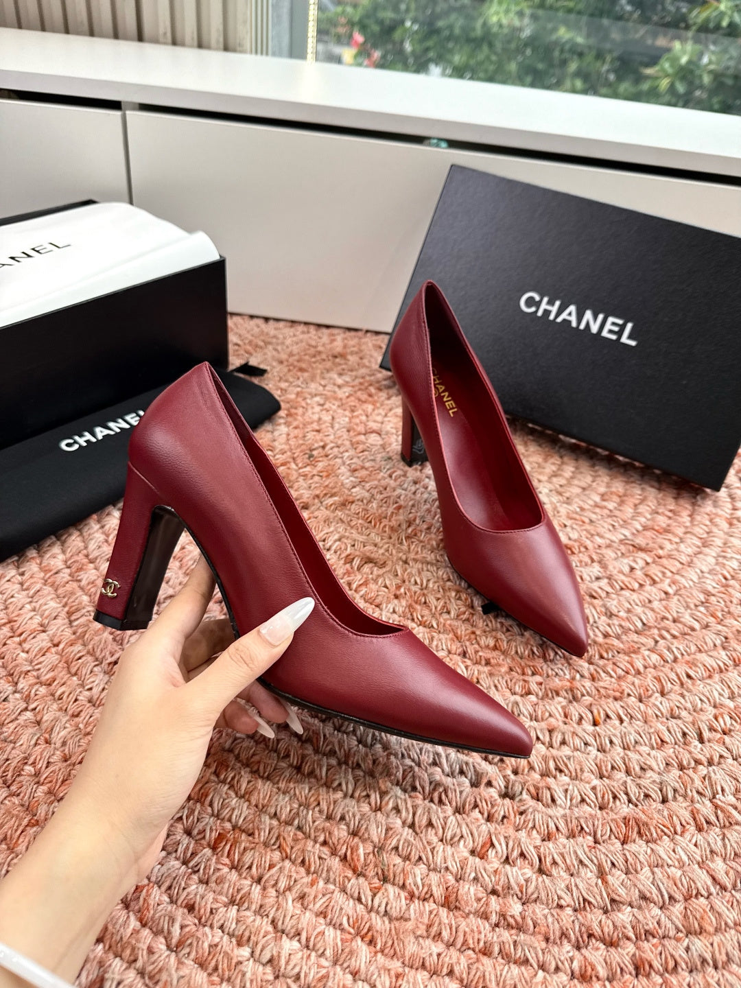 CHANEL 26S HIGH HEELS IN RED SMOOTH LAMBSKIN
