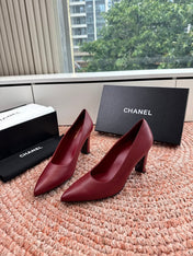 CHANEL 26S HIGH HEELS IN RED SMOOTH LAMBSKIN