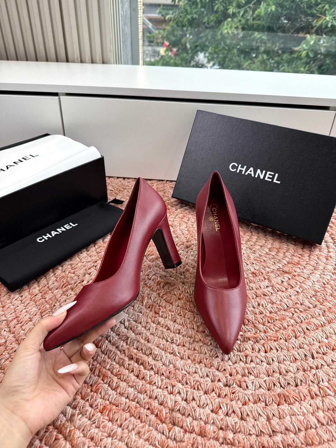 CHANEL 26S HIGH HEELS IN RED SMOOTH LAMBSKIN