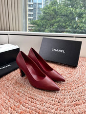 CHANEL 26S HIGH HEELS IN RED SMOOTH LAMBSKIN