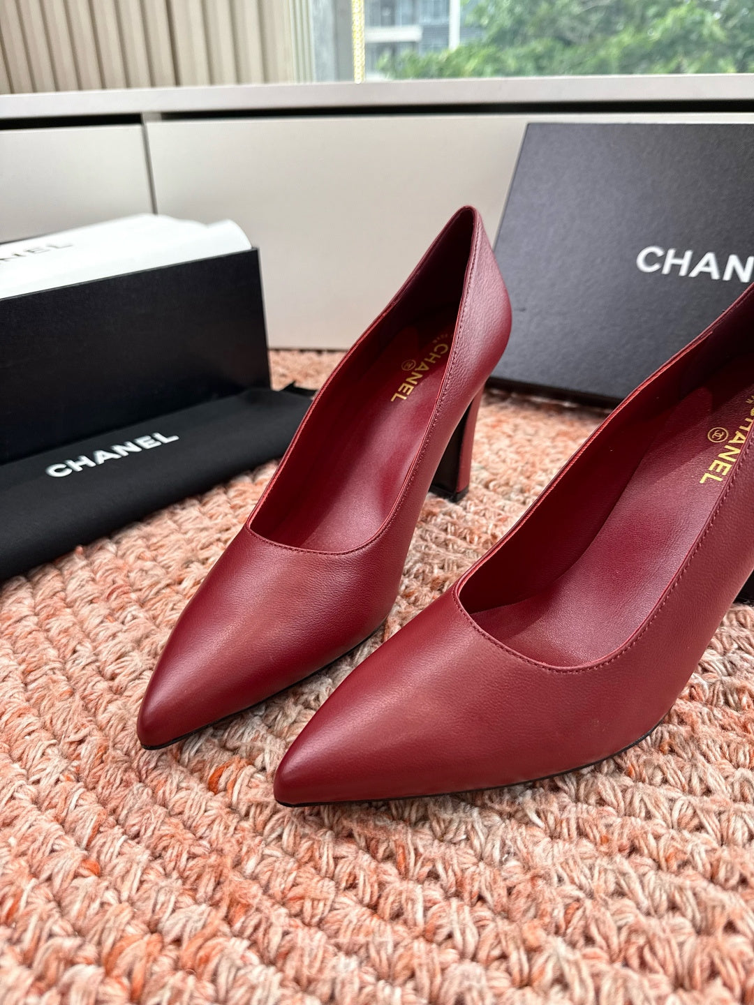 CHANEL 26S HIGH HEELS IN RED SMOOTH LAMBSKIN
