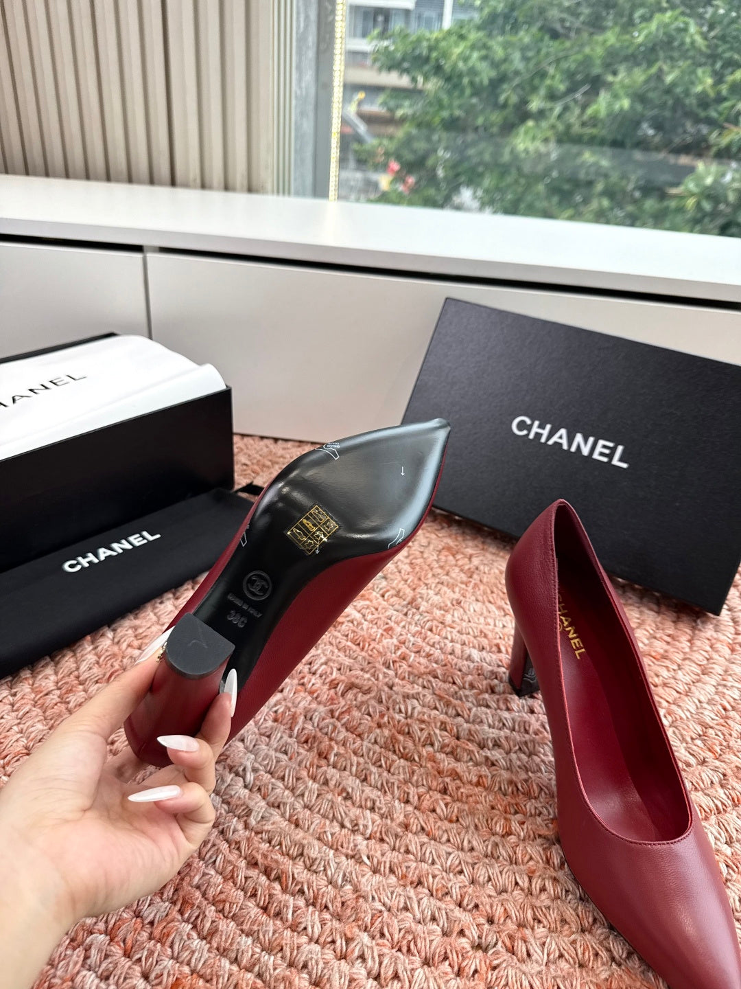 CHANEL 26S HIGH HEELS IN RED SMOOTH LAMBSKIN