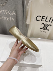 THE ROW 26S BALLET FLATS IN GOLD CALFSKIN