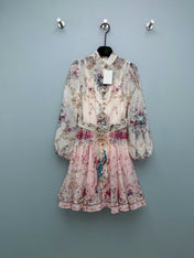 ZIMMERMANN 26S STAND COLLAR PATTERNED DRESS STYLE 106