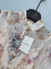 ZIMMERMANN 26S STAND COLLAR PATTERNED DRESS STYLE 106