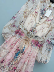 ZIMMERMANN 26S STAND COLLAR PATTERNED DRESS STYLE 106