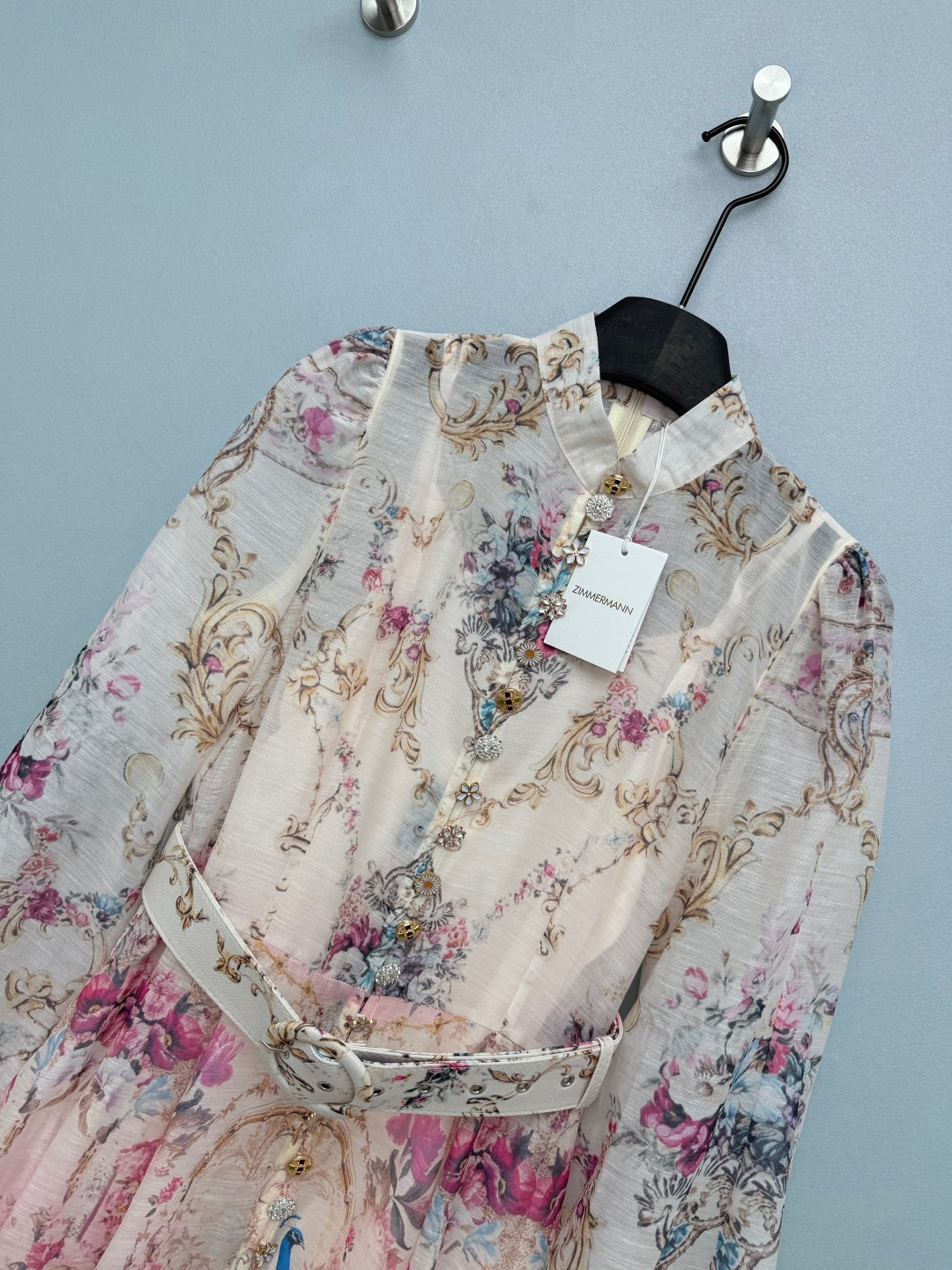 ZIMMERMANN 26S STAND COLLAR PATTERNED DRESS STYLE 106