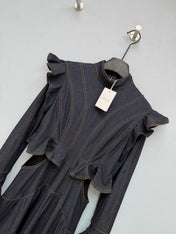 ZIMMERMANN 26S RUFFLED DENIM CUT-OUT MIDI DRESS STYLE 69