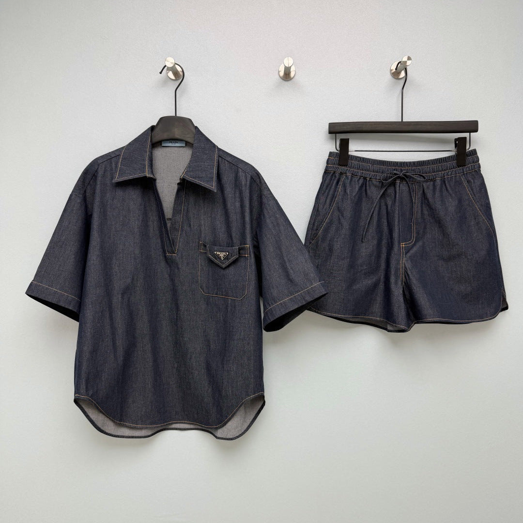 PRADA 26S SHORT-SLEEVE SHIRT AND SHORTS SET 1217