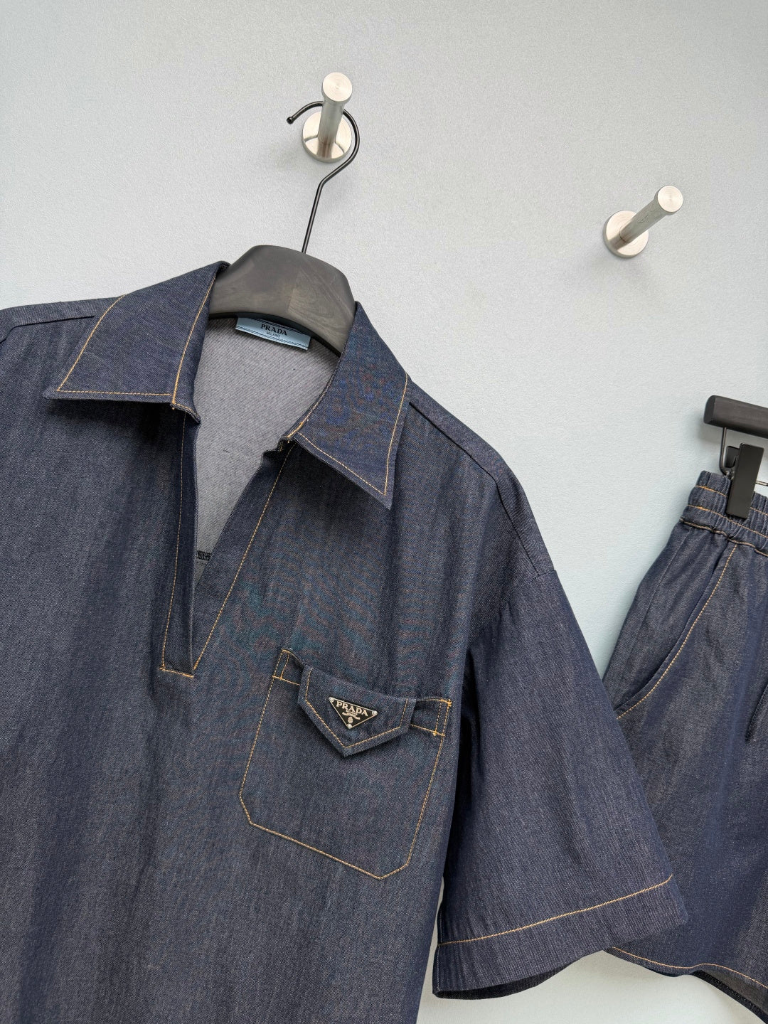 PRADA 26S SHORT-SLEEVE SHIRT AND SHORTS SET 1217
