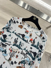 CHANEL 25S PRINTED ROUND-NECK T-SHIRT 605
