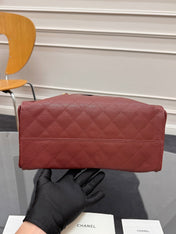 CHANEL 25S HOBO BAG 40 IN DARK RED CAVIAR WITH GOLD HARDWARE