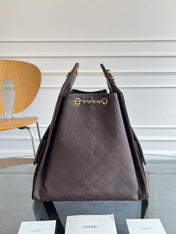 CHANEL 25S HOBO BAG 40 IN DARK EARTH BROWN CAVIAR WITH GOLD HARDWARE