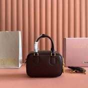 MIUMIU 26S ARCADIE BAG 19 IN DARK BROWN CALFSKIN GOLD HARDWARE
