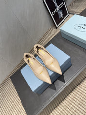 PRADA 26S POINTED TOE PUMPS 55MM IN NUDE SHEEPSKIN
