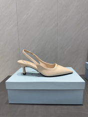PRADA 26S POINTED TOE SLINGBACK HIGH HEELS 55MM IN NUDE SHEEPSKIN