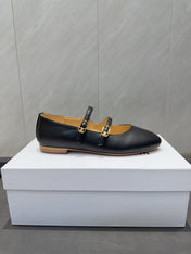 CELINE 26S BALLET FLATS IN BLACK CALFSKIN