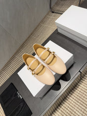 CELINE 26S BALLET FLATS IN BEIGE CALFSKIN