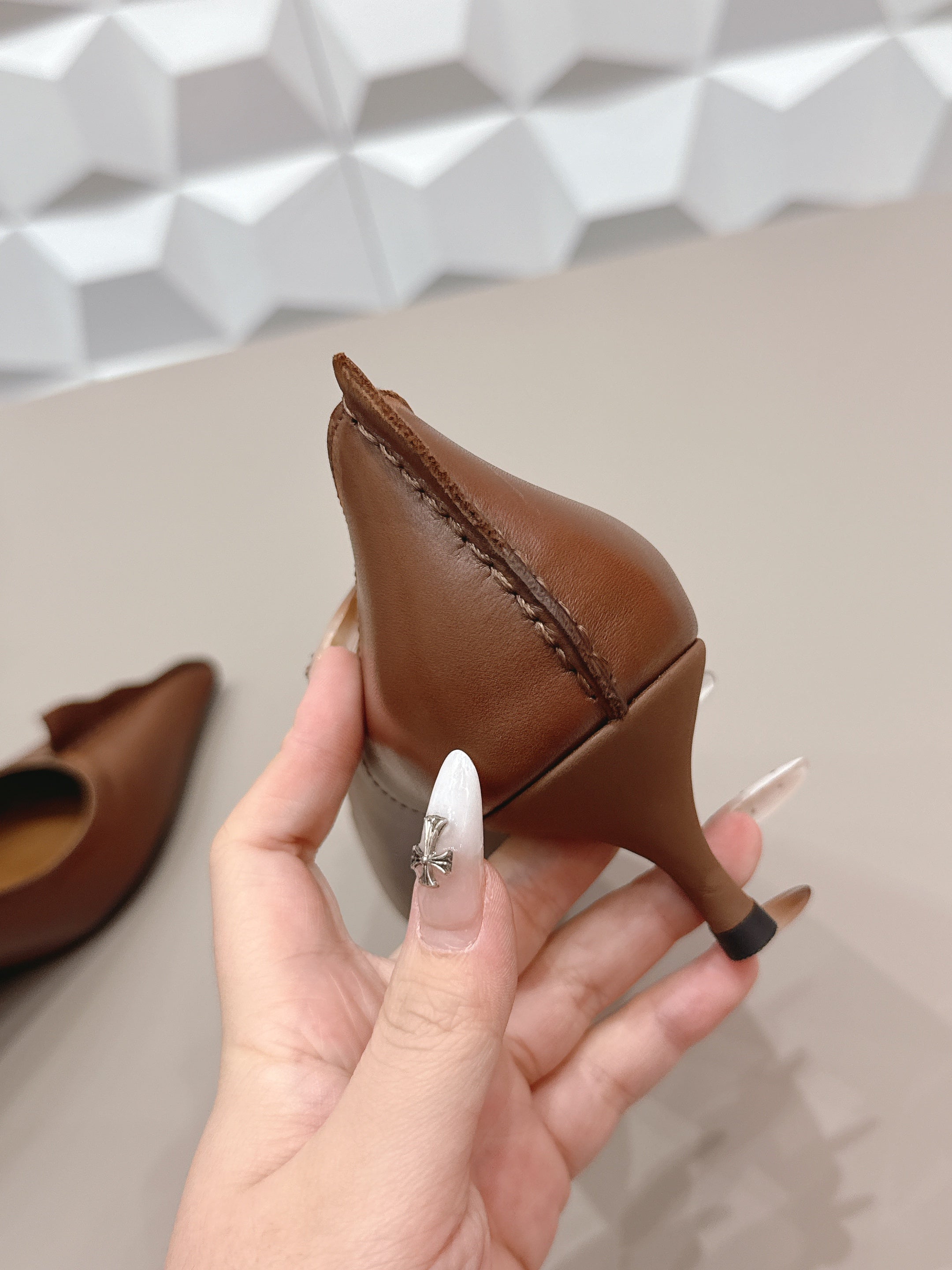 PRADA 26S POINTED TOE HIGH HEELS 55MM IN BROWN CALFSKIN