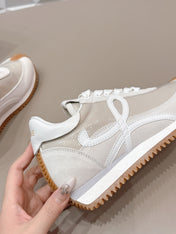 LOEWE 26S FLOW RUNNER SNEAKER IN WHITE SUEDE AND CLEAR PLASTIC AND CALFSKIN