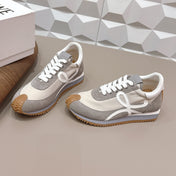 LOEWE 26S FLOW RUNNER SNEAKER IN DARK GRAY SUEDE AND WHITE CALFSKIN