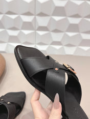 CHLOÉ 26S SANDALS IN BLACK CALFSKIN