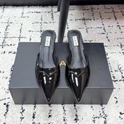 ALAIA 26S HEELED MULES 65 MM IN BLACK GLOSSY CALFSKIN