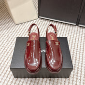 CHANEL 26S SLINGBACK LOAFERS IN DARK RED GLOSSY CALFSKIN