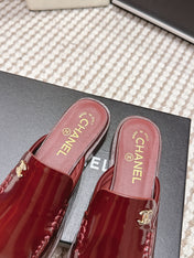 CHANEL 26S LOAFER MULES IN DARK RED GLOSSY CALFSKIN