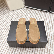CHANEL 26S LOAFER MULES IN LIGHT BROWN SUEDE